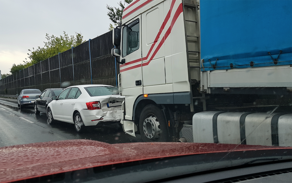 Rear End Accident Car & Truck Rear End Accident Car & Truck
